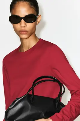 T-SHIRT À MANCHES LONGUES ÉPURÉ - ROUGE — photo 3