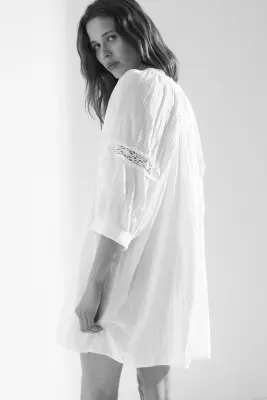 Robe tunique avec dentelle - Blanc — photo 2