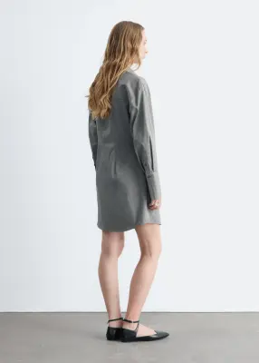 Robe-chemise portefeuille courte - Rayures fines grises — photo 5