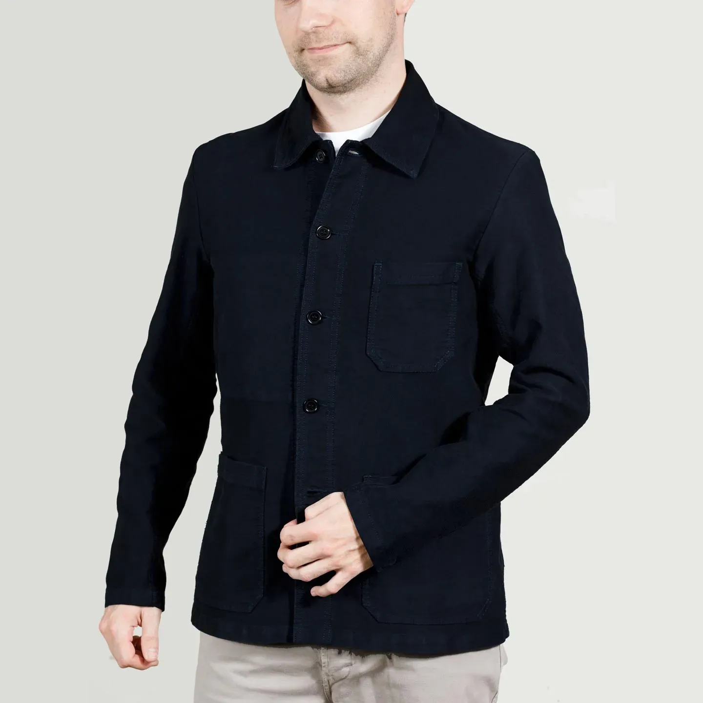 Veste Workwear en Moleskine en Coton Bio 4M/5 - Noir