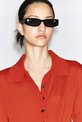 CHEMISE À NOUER EN MAILLE DE LAINE - MANDARINE — photo 3