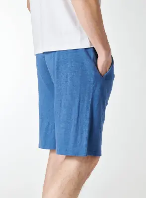 Shorts Bleu en Lin / Elasthanne — photo 3