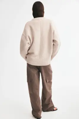 Pull oversize en laine - Beige clair — photo 3