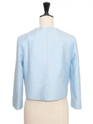 Veste courte bleu clair boutons écaille camel Est. Retail 2500€ Taille 34 — photo 4