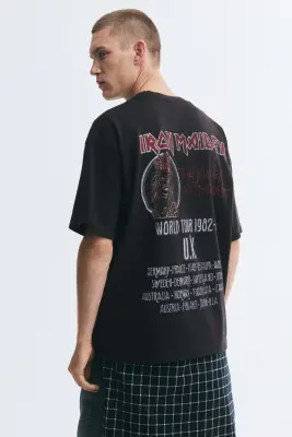 T-shirt Oversized Fit - Noir délavé/Iron Maiden — photo 3