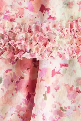 Robe à étages avec détails ruchés - Rose pêche/fleuri — photo 4