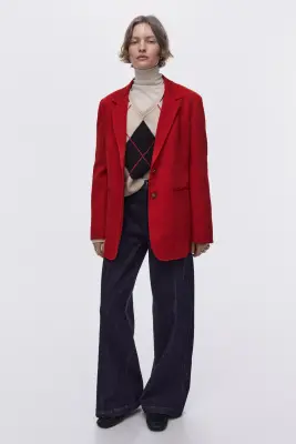 Blazer à fermeture droite - Rouge — photo 3