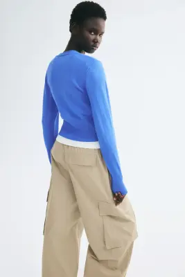 Gilet en maille fine - Bleu — photo 3