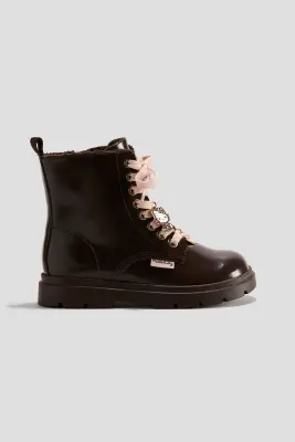 Bottines à lacets avec appliqués - Marron foncé/Hello Kitty — photo 1