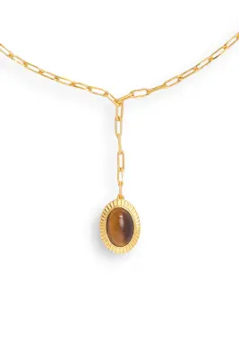 Collier metal lowell oeil du tigre — photo 2
