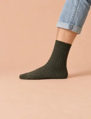 Chaussettes cachemire - Kaki — photo 3