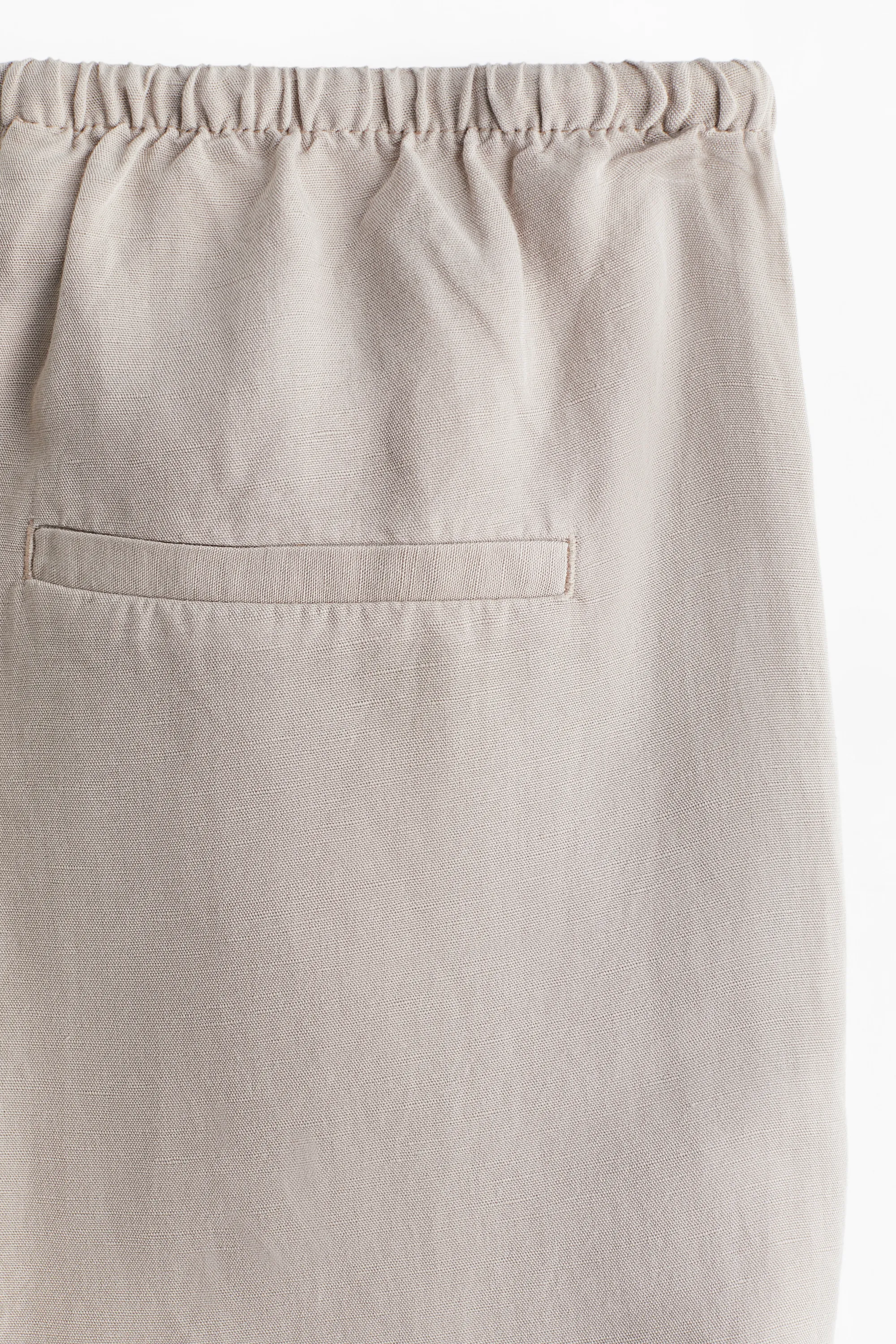 Pantalon droit en lin mélangé - Beige