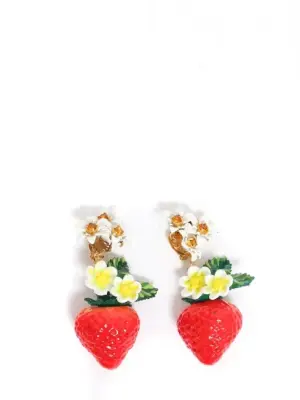Boucles d'oreille clip fraises et crystal Prix boutique $995 — photo 1