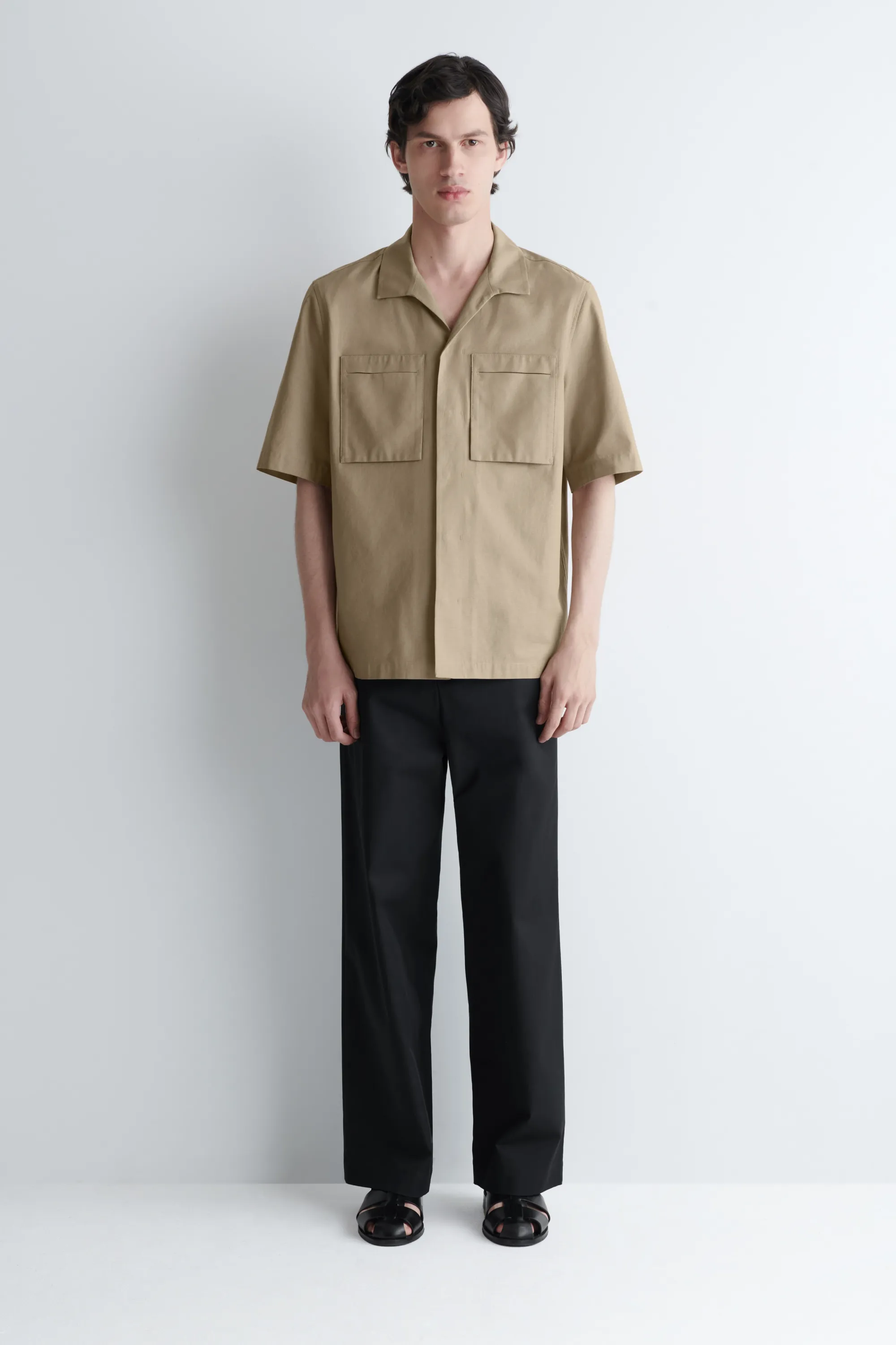 CHEMISE WORKWEAR EN COTON TEXTURÉ - SABLE