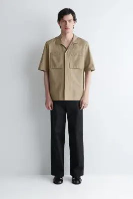 CHEMISE WORKWEAR EN COTON TEXTURÉ - SABLE — photo 1