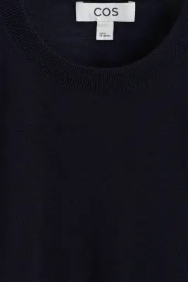 T-SHIRT MAILLE LAINE MÉRINOS - BLEU MARINE — photo 5