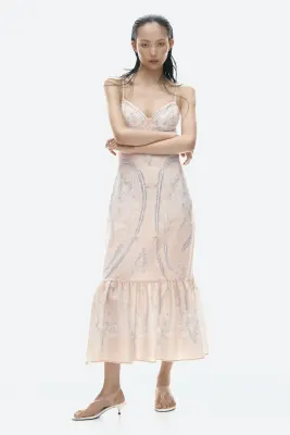 Robe à étages avec bretelles fines - Orange ancien clair/motif — photo 2