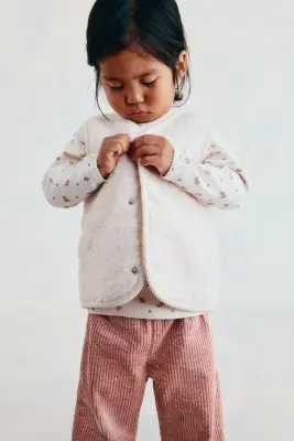 Pantalon en velours de coton côtelé - Rose ancien clair — photo 1