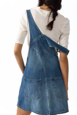 Robe salopette en denim - Bleu denim — photo 2