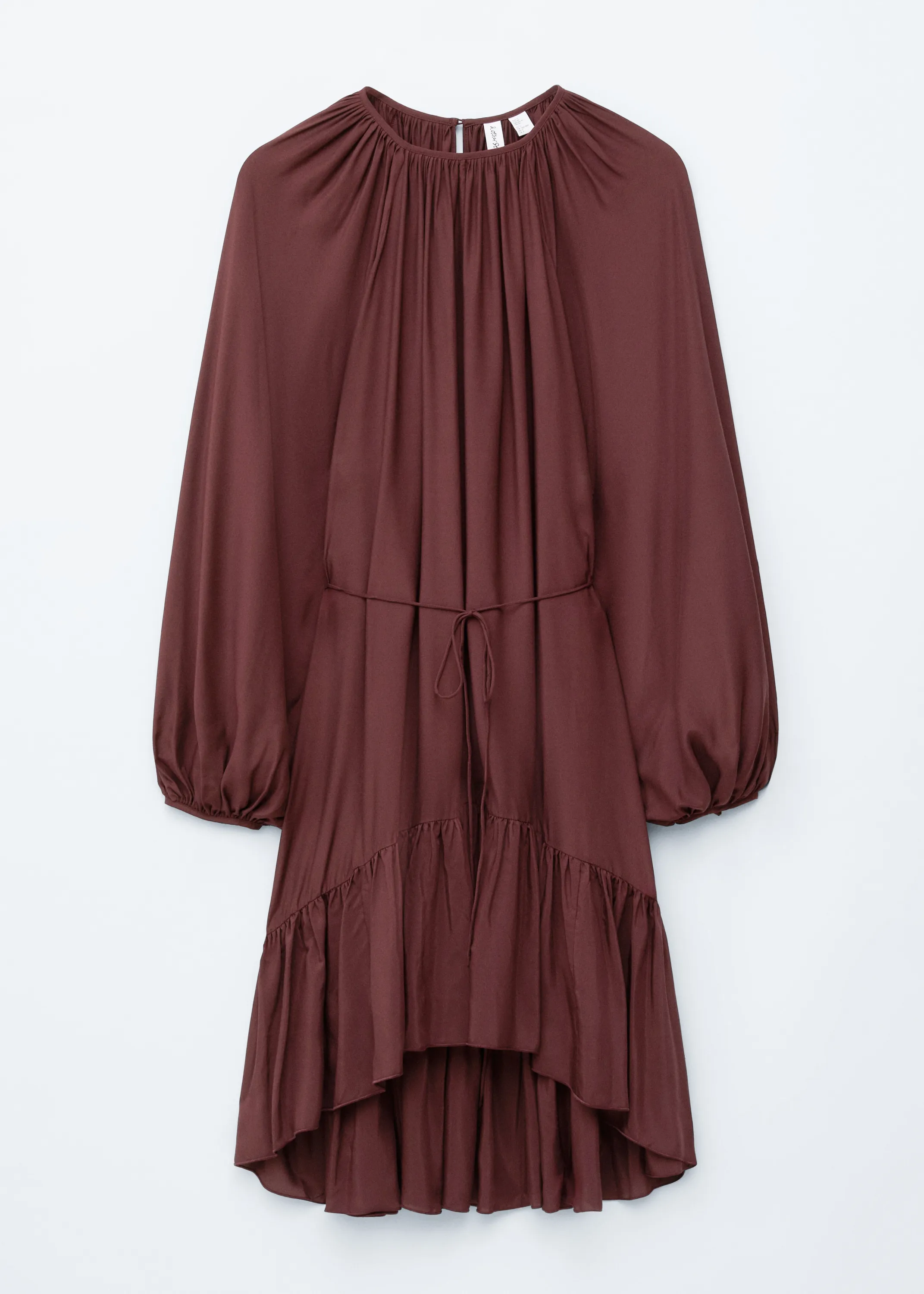 Robe courte volantée à manches bouffantes - Dark Red