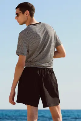 T-SHIRT EN JERSEY DE LIN - NOIR / RAYURES — photo 5