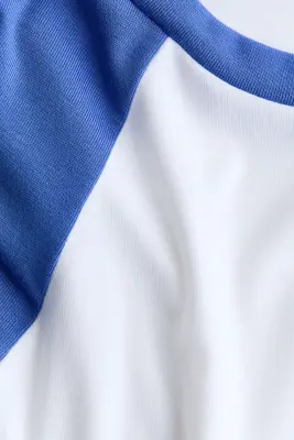 Top en jersey avec manches raglan - Blanc/color block — photo 3