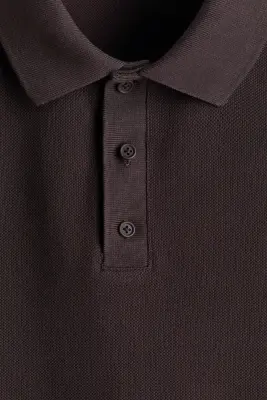 Polo Oversized Fit en coton - Marron foncé — photo 5