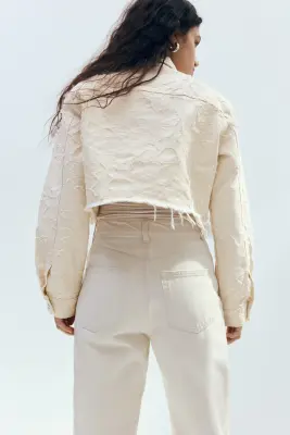 Veste courte en twill - Crème — photo 4