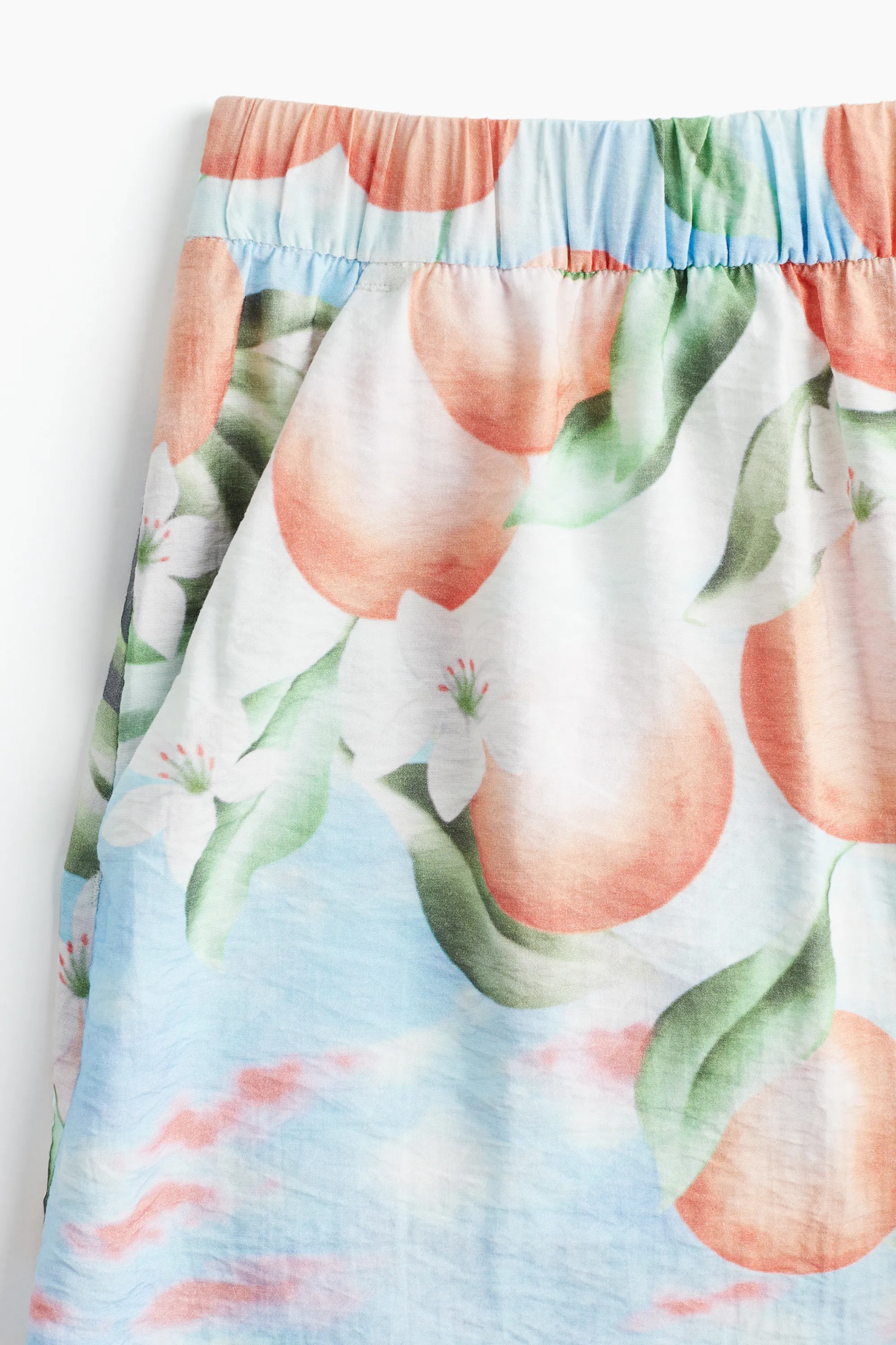 Short à motif avec taille élastique - Bleu clair/oranges