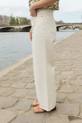 Jean wide Pauline - écru — photo 5