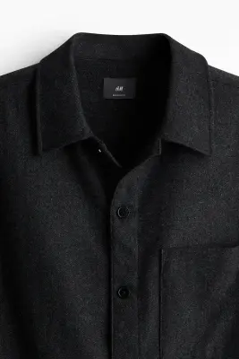 Chemise en laine mélangée - Gris foncé — photo 1