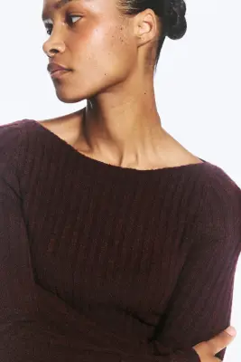 Knitted ribbed sweater - Rouge foncé — photo 2