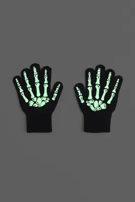 Gants de déguisement - Noir/phosphorescent — photo 1