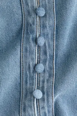 Blouse en denim avec manches bouffantes - Bleu denim — photo 5