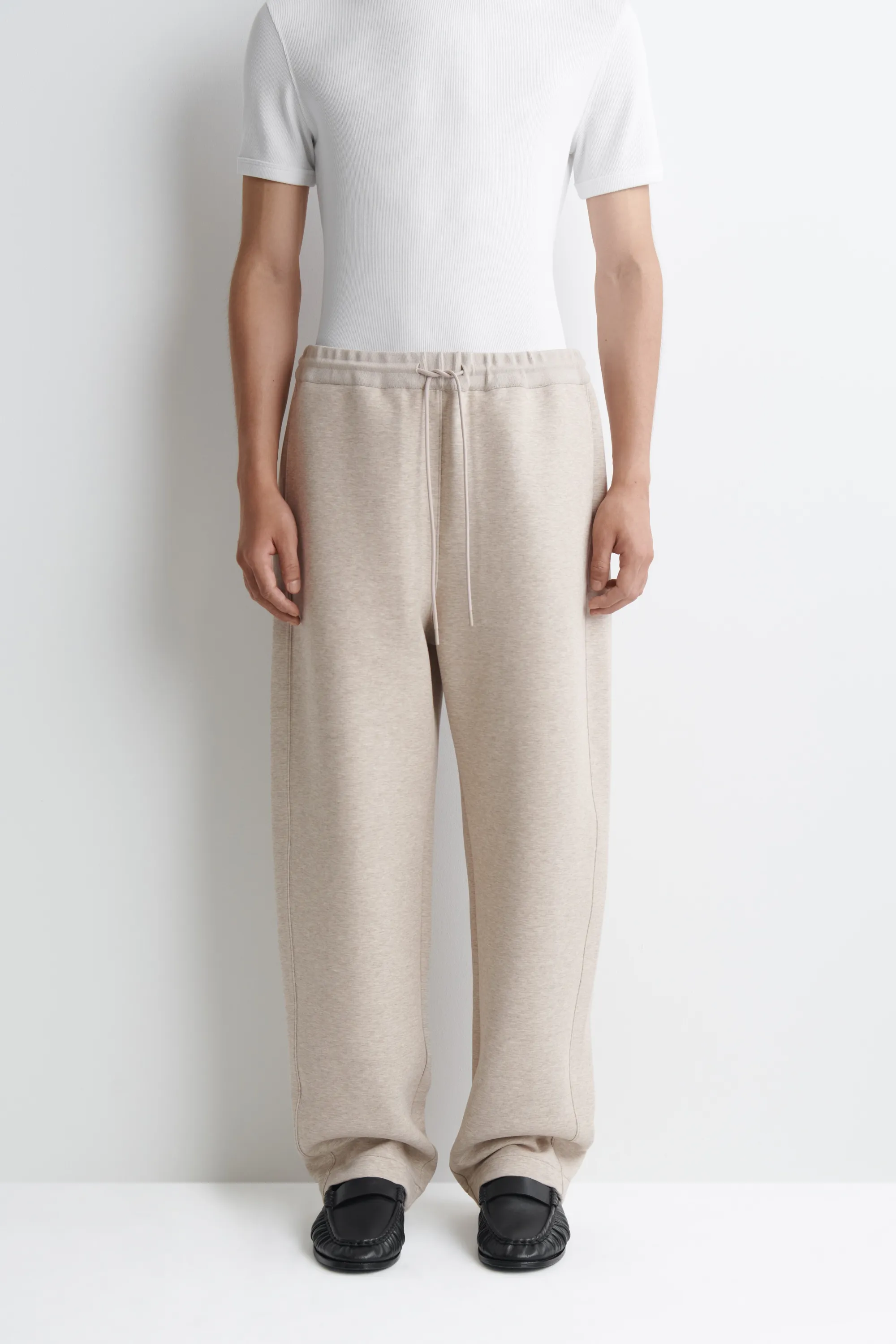 PANTALON DE JOGGING BARREL DÉCONTRACTÉ EN NÉOPRÈNE - BEIGE CHINÉ