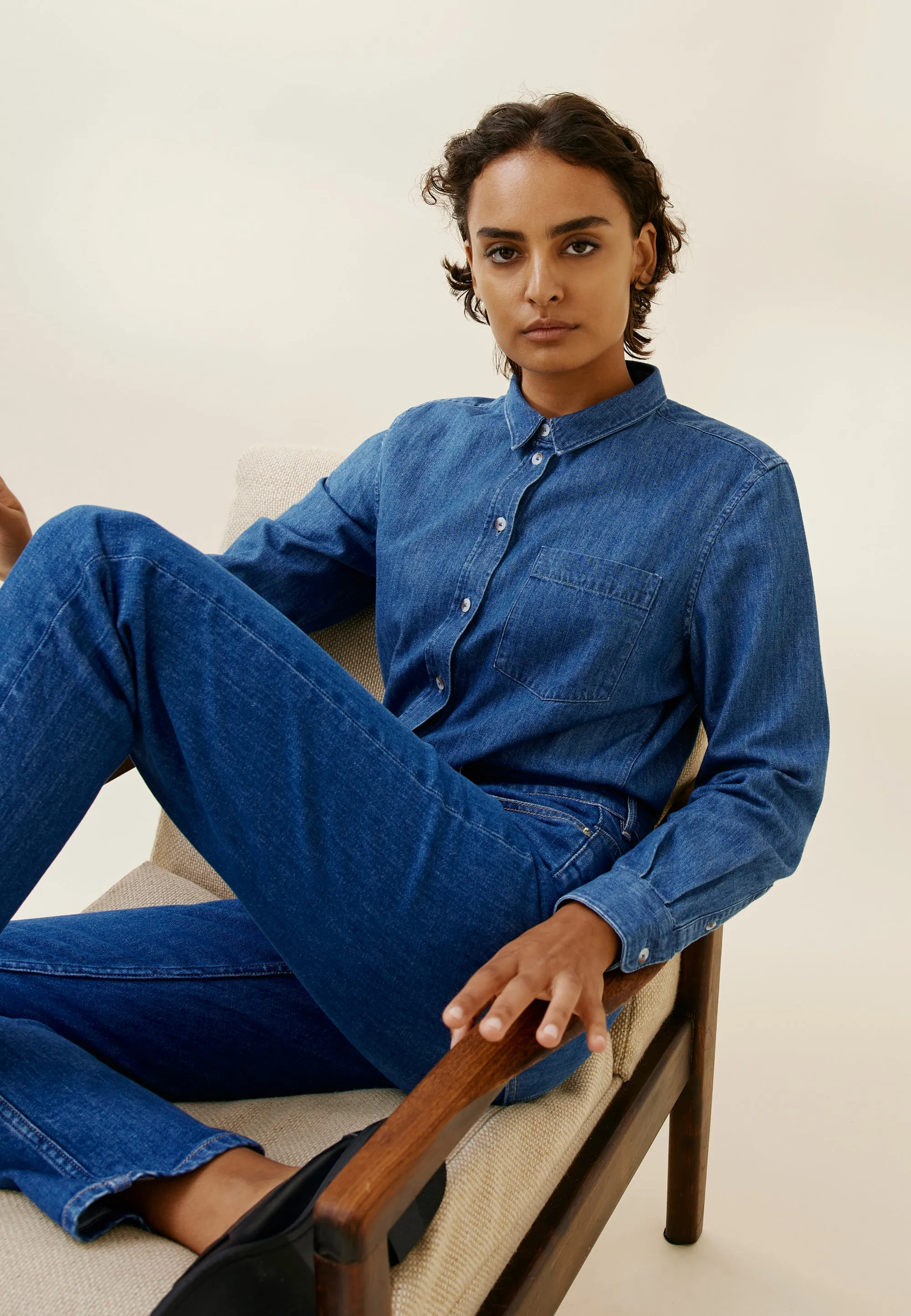 La chemise en jean - Bleu moyen