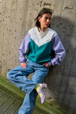 Sweat femme Max vert et lilas oversize – Perpète — photo 2