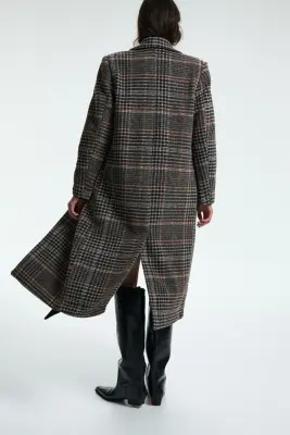 Manteau à fermeture droite - Gris foncé/carreaux — photo 3
