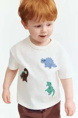 T-shirt avec motifs - Blanc/dinosaures — photo 2