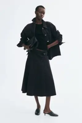 Jupe évasée en denim - Noir denim — photo 2