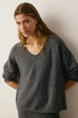 Pull oversize - Gris foncé chiné — photo 2