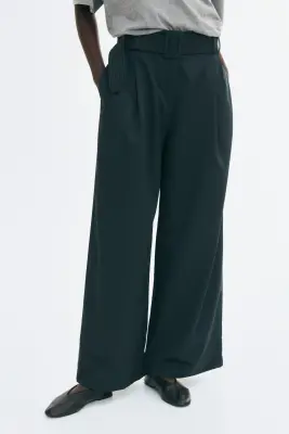 Pantalon chic avec ceinture - Vert foncé — photo 2