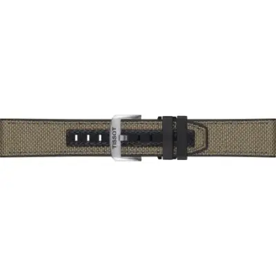 Bracelet tissu kaki pour Tissot T-Touch Connect Solar T604047746