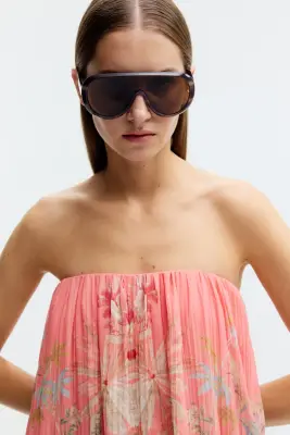 Robe bandeau trapèze - Rose/fleuri — photo 2
