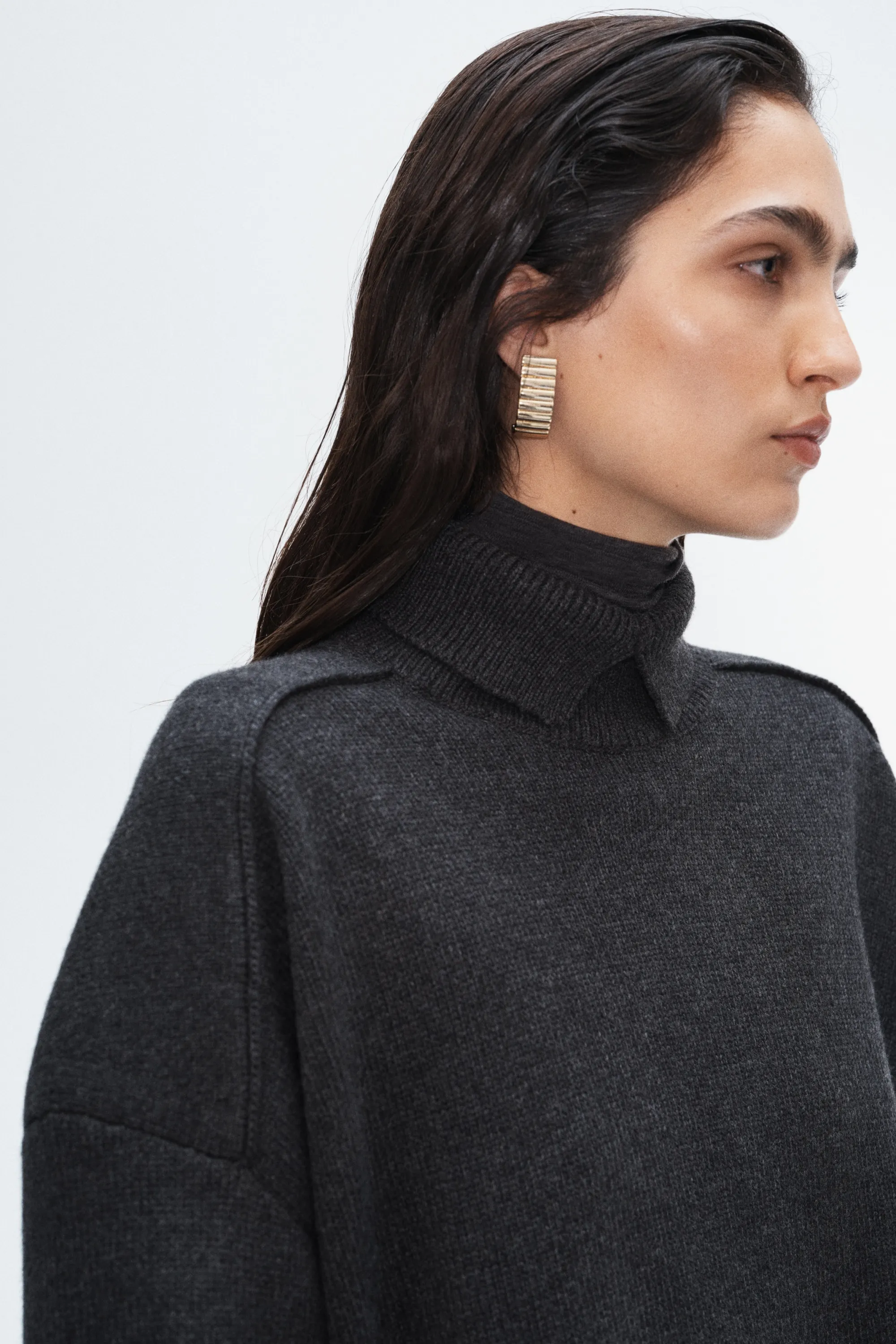 Pull col roulé en cachemire mélangé - Noir