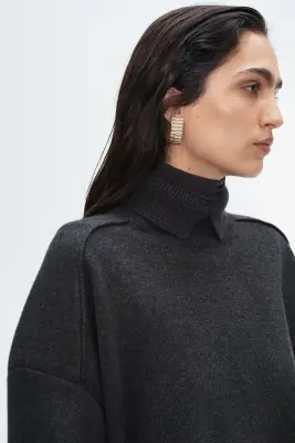 Pull col roulé en cachemire mélangé - Noir — photo 1