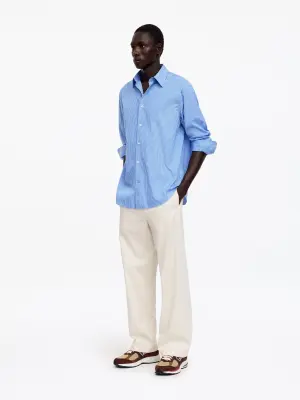 Chemise habillée en popeline - Rayures/Bleu clair — photo 1