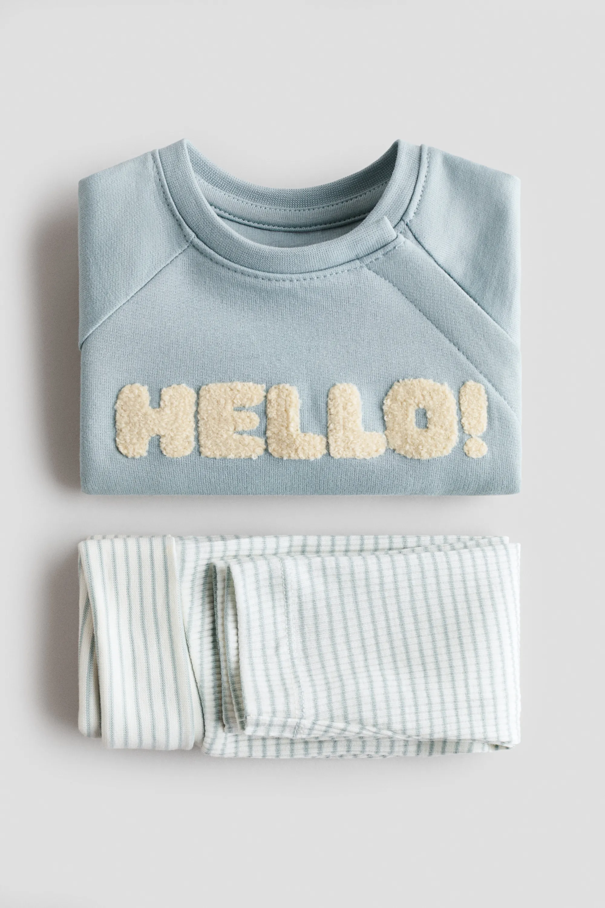 Ensemble 2 pièces en coton - Turquoise clair/Hello!