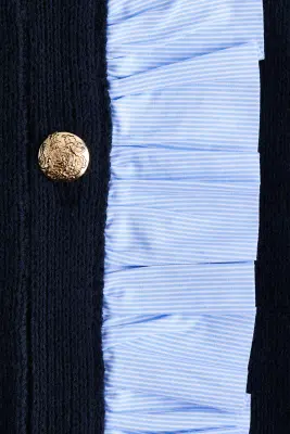 Frill-trimmed cardigan - Bleu marine — photo 4