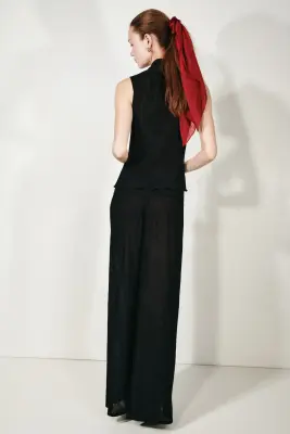 Top avec détail façon écharpe - Noir — photo 2